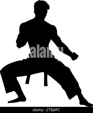 Male martial arts fighter silhouette. vector illustration Stock Vector
