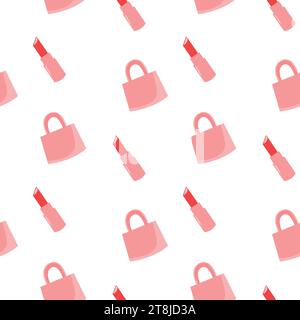 Pink barbie girly seamless pattern. Textile and textures print for feminine cosmetic design. Stock Vector