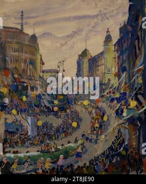 Carnival parade, Vienna and surroundings 1931-1939, Oskar Laske, Czernowitz 1874 - 1951 Vienna, 1939, drawing, pencil, watercolor, opaque colors, 47.4 x 39.5 cm, 18 11/16 x 15 9/16 in, Austria Stock Photo