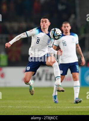 England's Phil Foden during the UEFA Euro 2024 Qualifying Group C match at Todor Proeski National Arena in Skopje, North Macedonia. Picture date: Monday November 20, 2023. Stock Photo