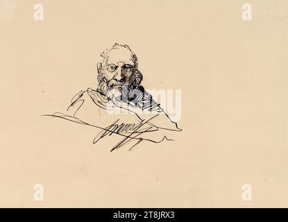 Bust portrait of an old bearded man, Baron Carl Friedrich von Rumohr, Reinhardtsgrimma near Dresden 1785 - 1843 Dresden, 1st half of the 19th century, drawing, brown pen, on yellowish paper, 18.9 × 25.6 cm Stock Photo