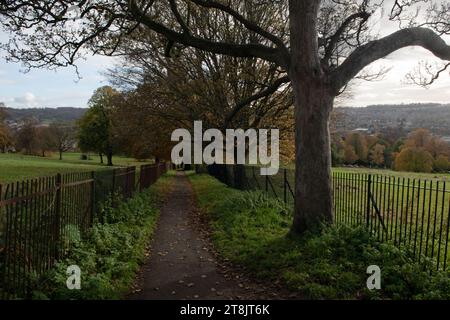The Cotswold Way descending into the city of Bath, Somerset, England. Stock Photo