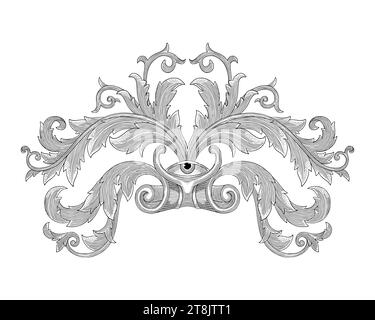 Human eye with floral ornament design, Vintage engraving style illustration Stock Vector