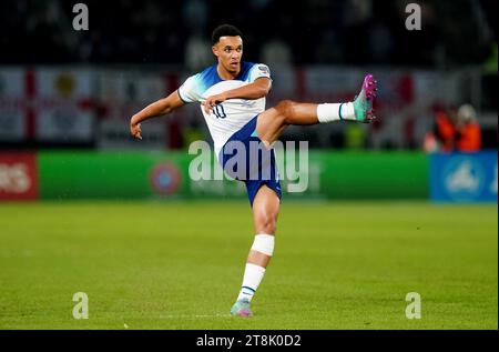 England's Trent Alexander-Arnold during the UEFA Euro 2024 Qualifying Group C match at Todor Proeski National Arena in Skopje, North Macedonia. Picture date: Monday November 20, 2023. Stock Photo