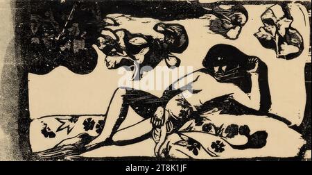 Te Arii Vahine. - Opoi, La Femme aux Mangos, Paul Gauguin, Paris 1848 - 1903 Atuona on Hivaoa, 1911, print, woodcut, on paper, plate: 16 cm x 31.1 cm Stock Photo