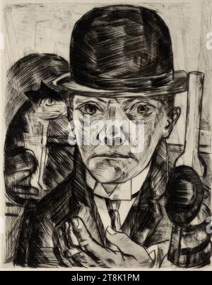 Self-portrait with stiff hat, Max Beckmann, Leipzig 1884 - 1950 New 