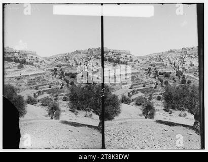 Valleys of Jehoshaphat and Hinnom. Valley of Jehoshaphat, city wall in the distance. Stock Photo