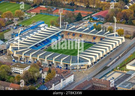 Luftbild, Bundesligastadion Vonovia Ruhrstadion Fußballplatz des VfL Bochum 1848 mit Flutlichtmasten, Grumme, Bochum, Ruhrgebiet, Nordrhein-Westfalen, Deutschland ACHTUNGxMINDESTHONORARx60xEURO *** Aerial view, Bundesliga stadium Vonovia Ruhrstadion soccer pitch of VfL Bochum 1848 with floodlight masts, Grumme, Bochum, Ruhr area, North Rhine-Westphalia, Germany ATTENTIONxMINDESTHONORARx60xEURO Credit: Imago/Alamy Live News Stock Photo