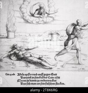 Cain kills Abel, Peter Pereny, preface and entrance of the Concordantzen old and news Testaments, Vienna 1550, Augustin Hirschvogel, Nuremberg 1503 - 1553 Vienna, 1548, prints, etching, type printing, Austria Stock Photo