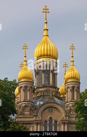 Russian Orthodox St. Elizabeth's Church located on Neroberg, Germany, Hesse, Wiesbaden Stock Photo