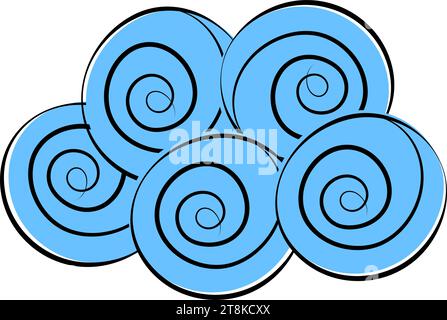 Abstract stylized spiral shape of a towel roll, hand drawn in the shape of a cloud or foam bubbles. Isolate. EPS. Vector for pointer, sticker, icon or poster, banner or signboard, promo, advertisement Stock Vector