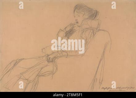 Study for "Portrait of Marie Henneberg", Marie Henneberg, Gustav Klimt (Vienna 1862 - 1918 Vienna), 1901, drawing, black chalk on paper, 30 × 45.9 cm, r.r. Confirmation of estate Hermine Klimt Stock Photo