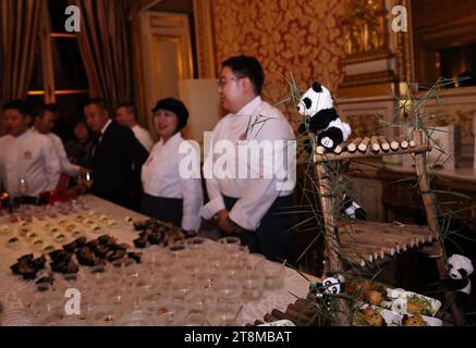 Paris, France. 20th Nov, 2023. Chinese snacks are presented at the unveiling ceremony of LA LISTE 2024 world restaurant ranking at the French Ministry of Foreign Affairs in Paris, France, Nov. 20, 2023. LA LISTE 2024, the latest update of a list of the best global restaurants, was unveiled here on Monday. Credit: Gao Jing/Xinhua/Alamy Live News Stock Photo