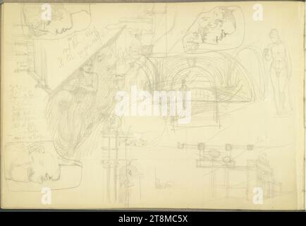 Various architectural sketches and head studies, Rothaug Alexander sketchbook; 32 paginated pages, Alexander Rothaug (Vienna 1870 - 1946 Vienna), around 1901, drawing, pencil, sheet: 18 cm x 26.2 cm Stock Photo