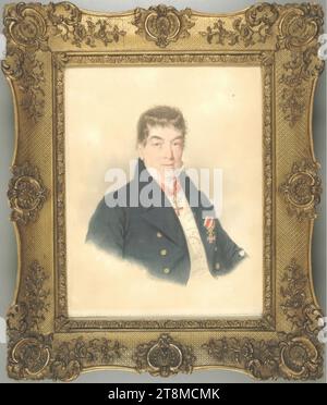 Joseph Valentin Ritter von Raab (died 1836), in a blue coat with a cross on his neck and the Order of Leopold in his buttonhole, Josef Kriehuber (Vienna 1800 - 1876 Vienna), 1822, drawing, watercolor on cardboard, 23 x 18.4 cm Stock Photo