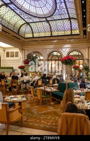 The Palm Court located in the heart of Plaza, Hotel features high tea service, 2023, New York City, USA Stock Photo
