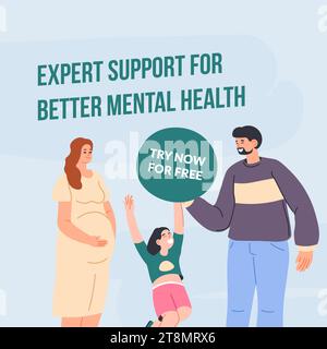 Free expert mental health support for parents Stock Vector