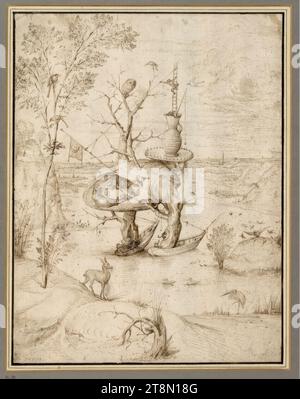 The Tree Man, Hieronymus Bosch ('s-Hertogenbosch c. 1450 - 1516 's-Hertogenbosch), c. 1500, drawing, pen with iron gall ink, 27.7 x 21.1 cm, l.l. Duke Albert of Saxe-Teschen, l.u. with pen by later hand 'BRVEGEL Stock Photo
