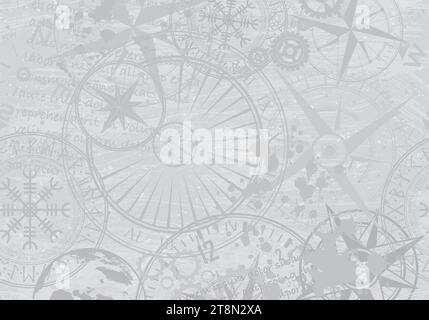 Grunge grey abstract compass background Stock Vector
