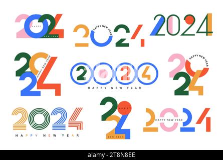 Set numbers 2024 for new year 24. Stock Vector