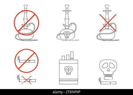 Outline icons - ban smoking and danger health Stock Vector