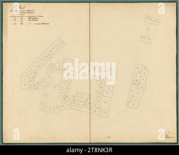 Baden, Hauptplatz 17, courtyard building (Boschische Haus, Wasserstöckl, Klosterggebäude, Florahaus), as-built plan, floor plan, first floor, after 1812, plan, paper; pen drawing; Construction lines and hatching in pencil, gray and black pen, 67 x 83.2 cm Stock Photo