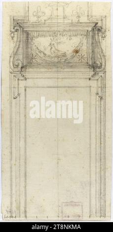 Rome, Palazzo Pamphilj, Portal, 1644-1650, architectural drawing, paper, Fine; graphite drawing; Construction, drawing and scale in graphite, 20.1 x 10.1 cm Stock Photo