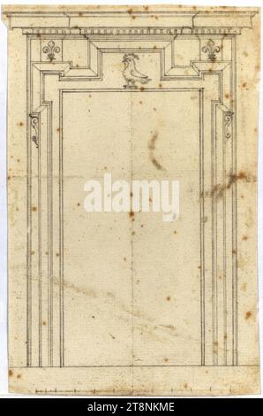 Rome, Palazzo Pamphilj, Portal, 1644-1650, architectural drawing, paper, firm; graphite drawing; Drawing and scale in graphite, 18.1 x 11.6 cm Stock Photo