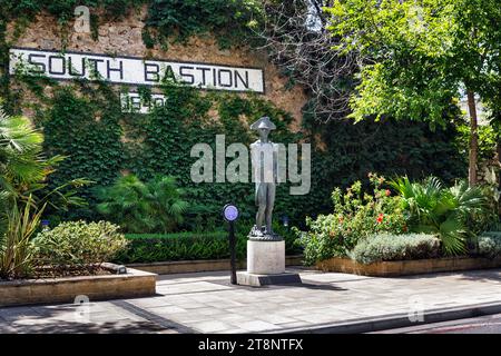 Statue of Admiral Horatio Nelson, South Bastion, fortification, Upper Town, Gibraltar, Overseas Territory, Great Britain Stock Photo
