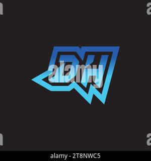 DH initial inspiration logo design esport and gaming clan ideas Stock Vector