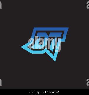 DT initial inspiration logo design esport and gaming clan ideas Stock Vector