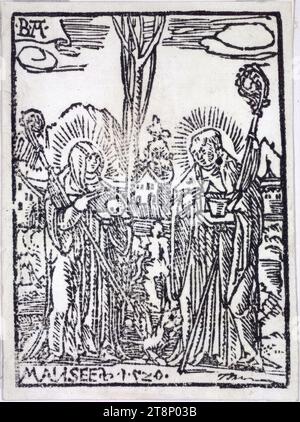 Saint Benedict and Saint Scholastica, Anonymous, 1520, Printmaking, woodcut Stock Photo