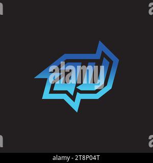 JU initial inspiration logo design esport and gaming clan ideas Stock Vector