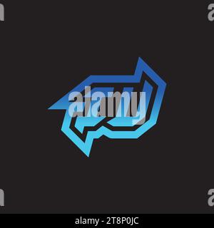 IU initial inspiration logo design esport and gaming clan ideas Stock Vector