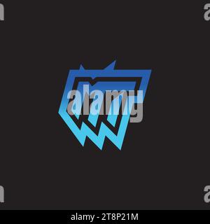 MT initial inspiration logo design esport and gaming clan ideas Stock Vector