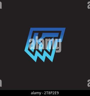 KT initial inspiration logo design esport and gaming clan ideas Stock Vector