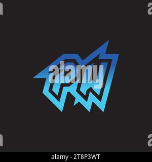 PW initial inspiration logo design esport and gaming clan ideas Stock Vector