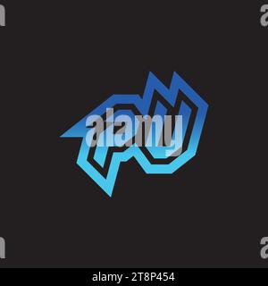 PV initial inspiration logo design esport and gaming clan ideas Stock Vector