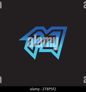 PJ initial inspiration logo design esport and gaming clan ideas Stock Vector