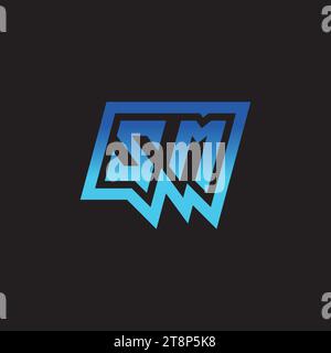 SM initial inspiration logo design esport and gaming clan ideas Stock Vector