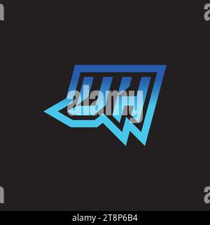UH initial inspiration logo design esport and gaming clan ideas Stock Vector