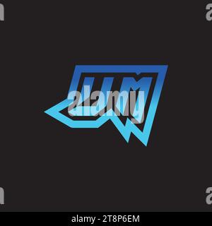 UM initial inspiration logo design esport and gaming clan ideas Stock Vector