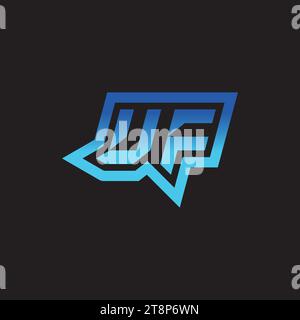 UF initial inspiration logo design esport and gaming clan ideas Stock Vector