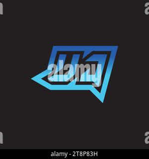 UJ initial inspiration logo design esport and gaming clan ideas Stock Vector