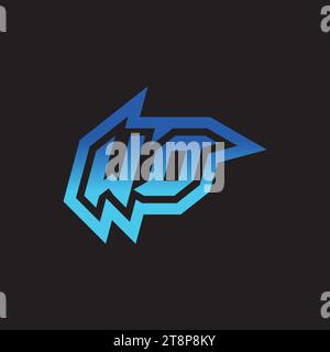 WO initial inspiration logo design esport and gaming clan ideas Stock Vector