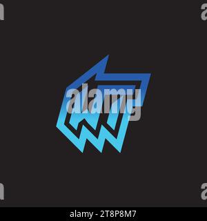 WT initial inspiration logo design esport and gaming clan ideas Stock Vector