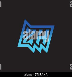 ZH initial inspiration logo design esport and gaming clan ideas Stock Vector