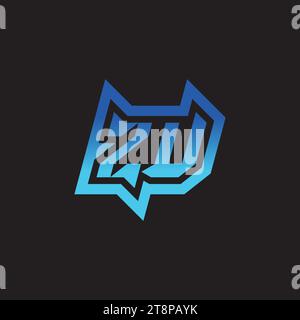 ZU initial inspiration logo design esport and gaming clan ideas Stock Vector