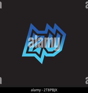 ZV initial inspiration logo design esport and gaming clan ideas Stock Vector