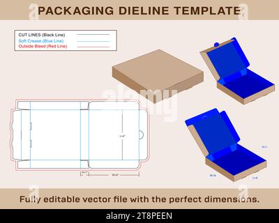 Pizza Box, Gift box, Storage Box, Die line Template Editable Vector File Stock Vector